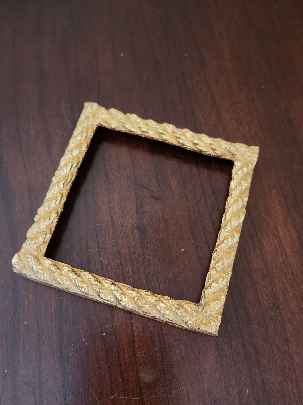 Miniature Gold Frame with Rope Detail Square No Backing